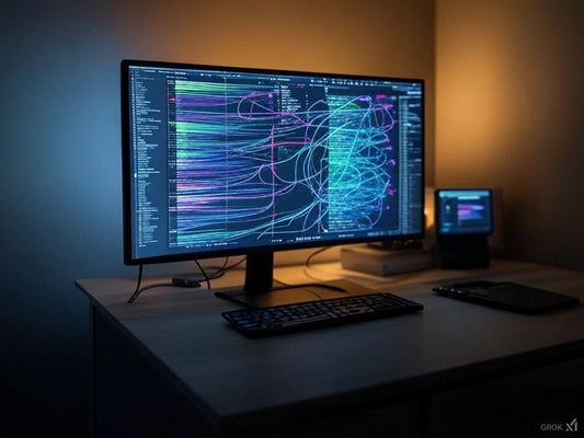 Data extraction visualized on a monitor using no-code web scraping tool.