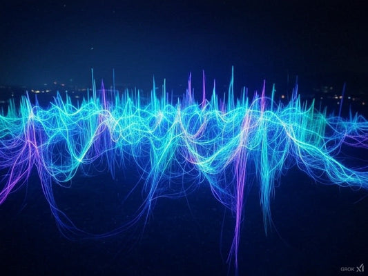 Vibrant neon soundwaves visualizing AI voice technology innovation.