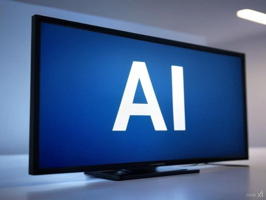 AI acronym displayed on a TV screen, highlighting grammar usage