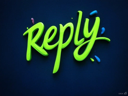 Vibrant greenReply" logo on dark blue background with colorful accents.