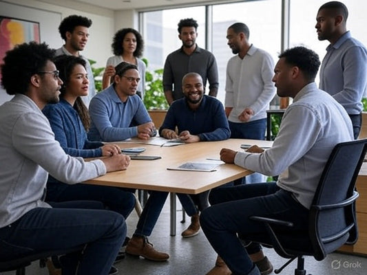 People at work having a discussion around a table