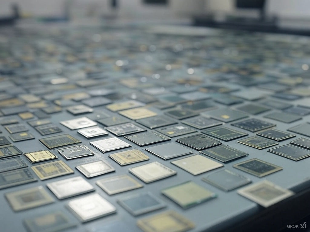 AI chips and processors showcased on a table – AI News Wrap-Up 2025