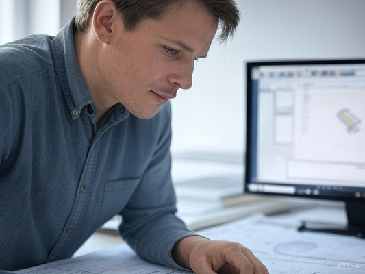 Engineer using AI design software to enhance project efficiency.