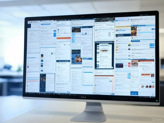 Computer screen displaying AI-powered business building dashboards