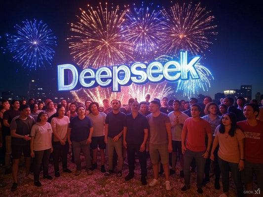 Deepseek AI team celebrates launch with fireworks display at night