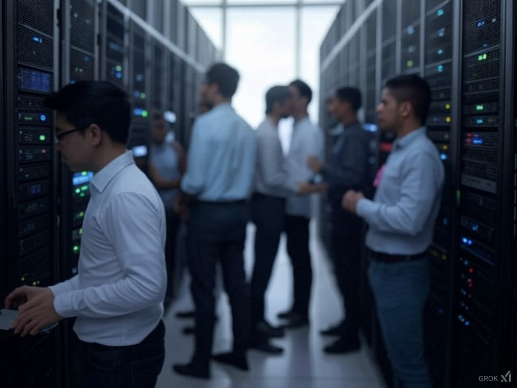 Жасанды AI орналастыру үшін серверлерді басқаратын іскер мамандар.