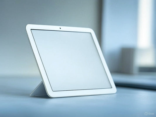 Sleek white tablet on stand for custom white label AI tools