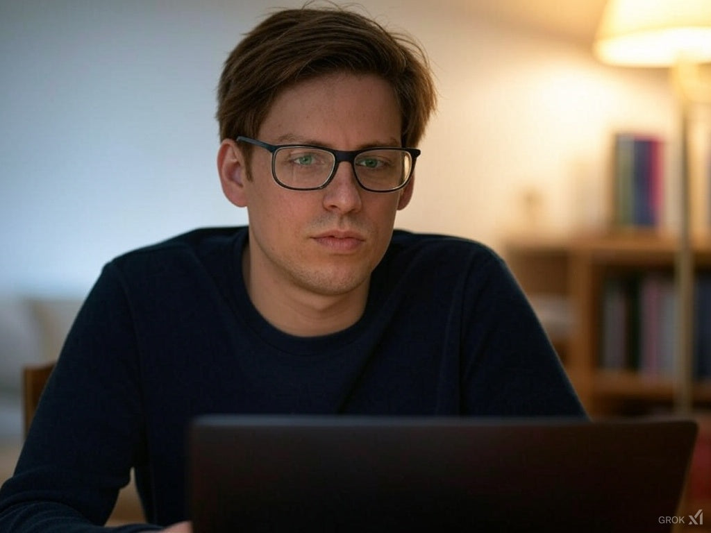 Man researching AI productivity tools