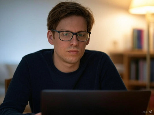 Man researching AI productivity tools