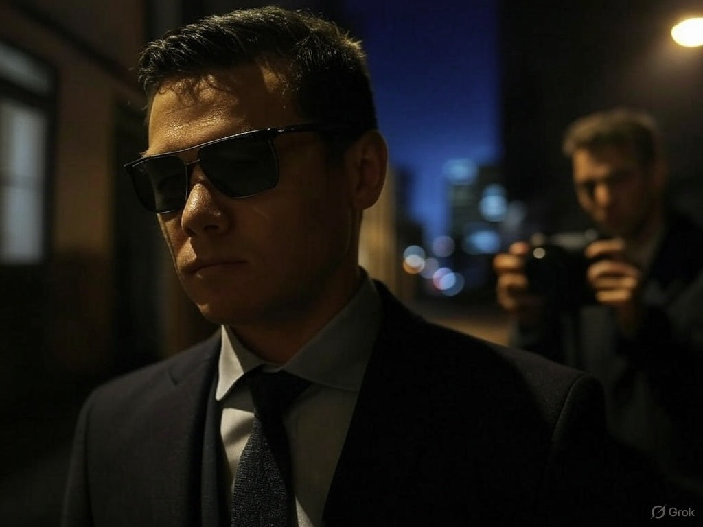 Man in glasses. Mysterious man.