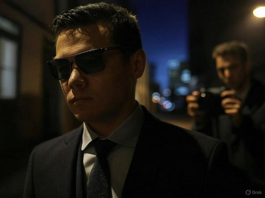 Man in glasses. Mysterious man.