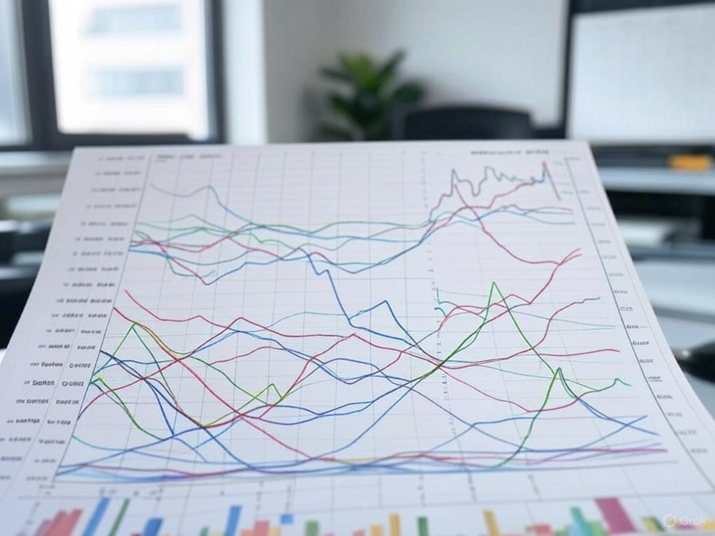 AI-powered demand forecasting chart with multi-line trend analysis.