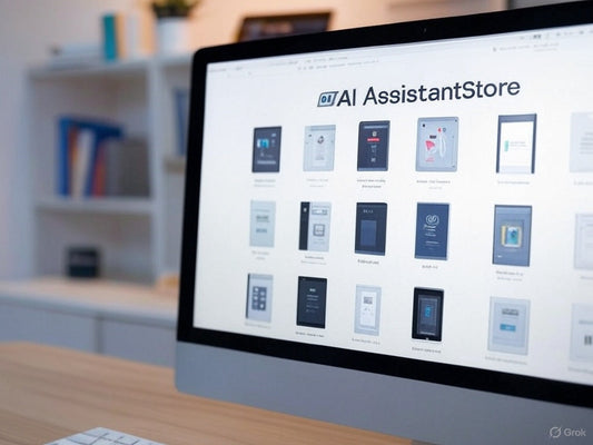 AI Assistant Store website displaying various AI tools on a desktop screen.