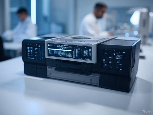 Advanced AI detection device in a high-tech laboratory setting