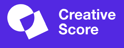 Creative Score Marketing Design Scoring - Custom Platform (Paid) Business AI logo with abstract geometric icon on purple background. Ideal for AI branding tools.