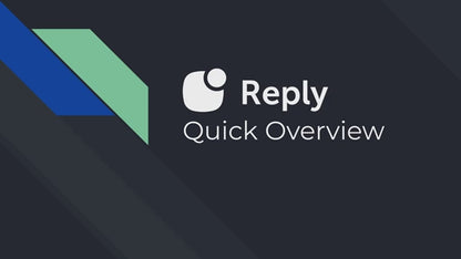 Reply AI Sales Outreach and Lead Generation - Custom Platform logo with Quick Overview text on dark background, ideal for business AI software solutions.
