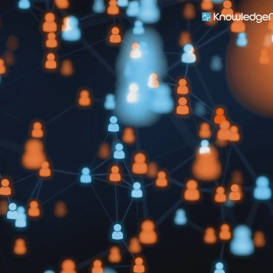 KnowledgeNet.ai Sales Leads Tools - Custom Platform (Paid) Business AI interface showing connected user icons in blue and orange, symbolizing AI-driven data networking and lead generation.