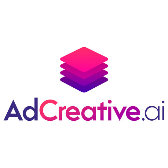 AdCreative.ai Ad Creator logo featuring layered gradient icon in pink and purple, representing AI-powered custom platform for business ad creation.